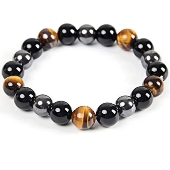 roses_garden Other - Tiger Eye, Hematite & Black Obsidian Triple Protection Chakra Healing Br…